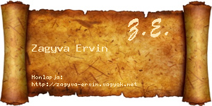 Zagyva Ervin névjegykártya